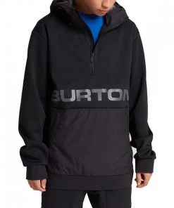 BURTON FELPA MEZZA ZIP CON CAPPUCCIO WEATHERPROOF PERFORMANCE Nero