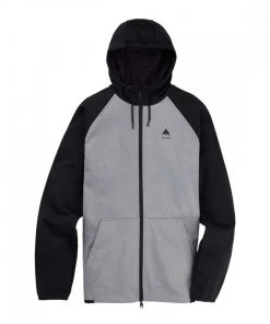 BURTON FELPA FULL ZIP CON CAPPUCCIO CROWN WEATHERPROOF Grigio