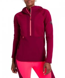 BURTON FELPA MEZZA ZIP CON CAPPUCCIO MULTIPATH DONNA Bordeaux
